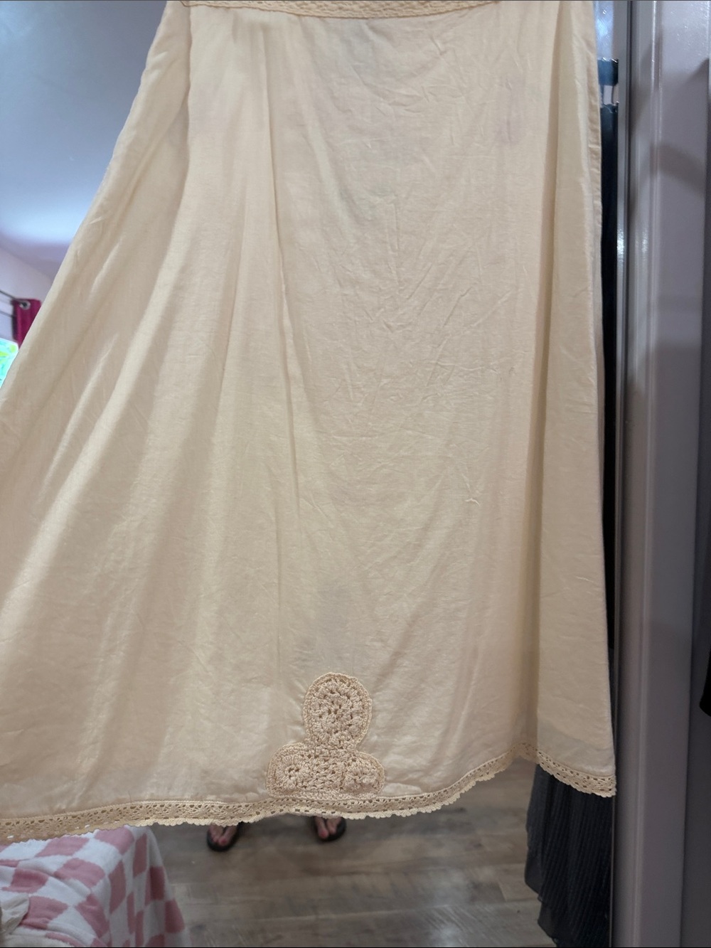 Free People Cream Embroidered A-Line Midi Skirt vintage Y2K 💘 - Picture 8 of 14